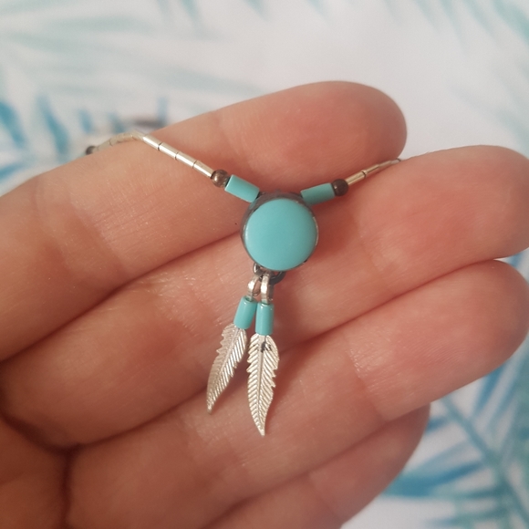 Silver and Turquoise Necklace, new tag on - Picture 2 of 4